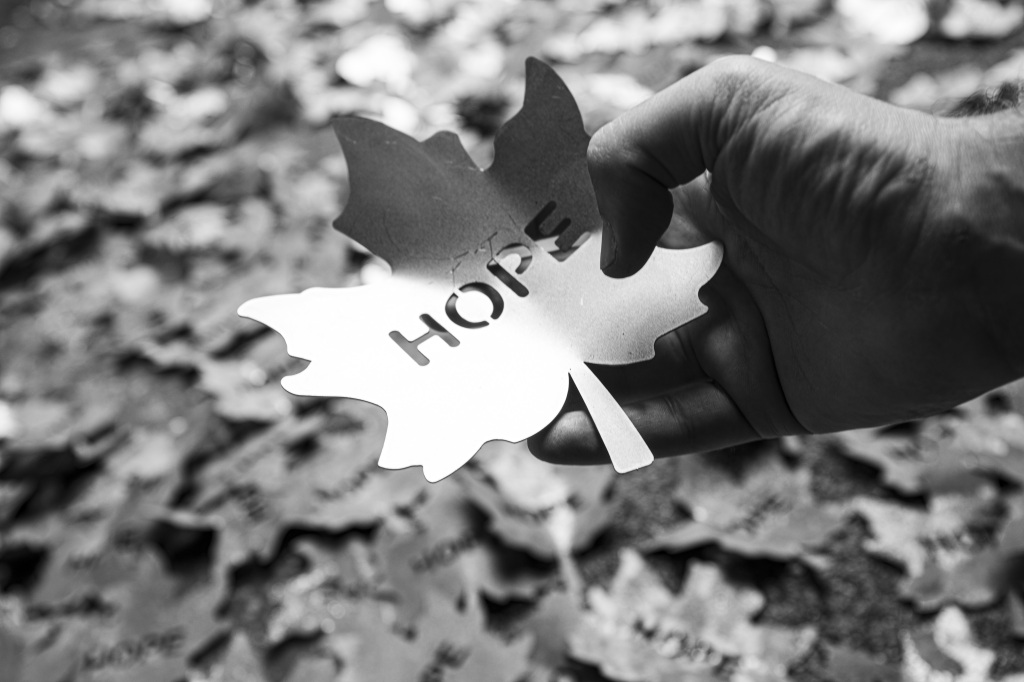 The Leaves of the trees covid memorial artwork by Peter Walker Sculptor